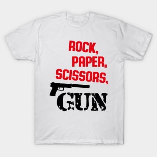 Rock, Paper, Scissors, Gun (Red) T-Shirt